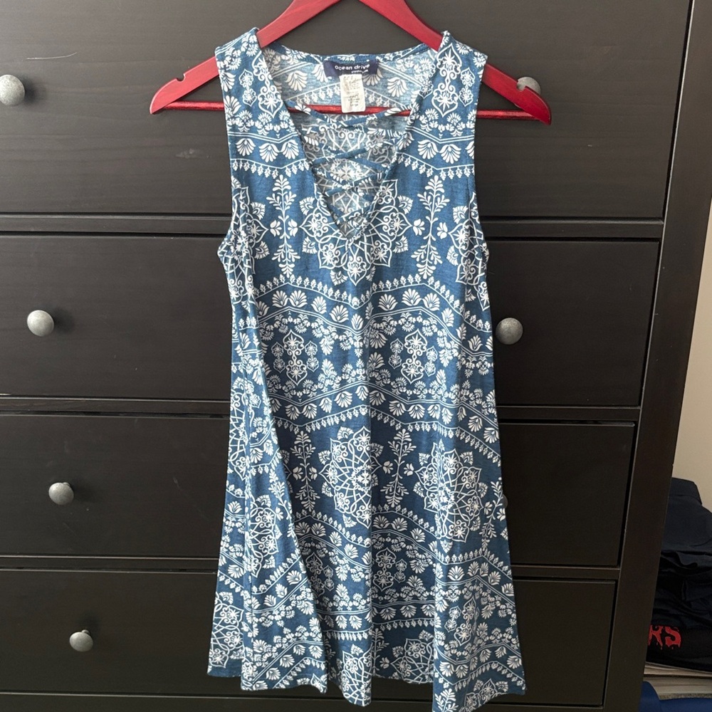 Ocean Drive Blue and White Patterned Coverup